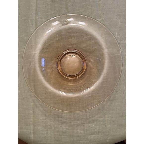 Vintage ClearPink Depression Glass Rolled Edge Console Bowl Serving Dish 11 1/4” - Picture 3 of 6